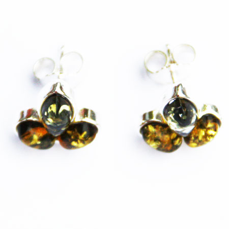 Amber Silver Green Studs 167