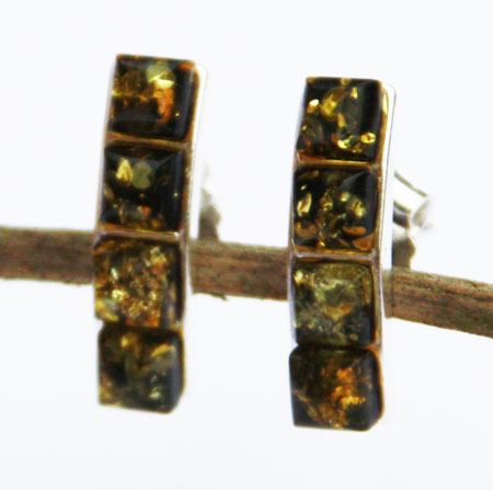 Four Green Amber Studs