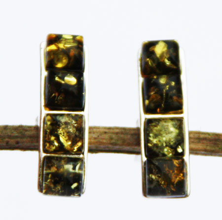 Four Green Amber Studs