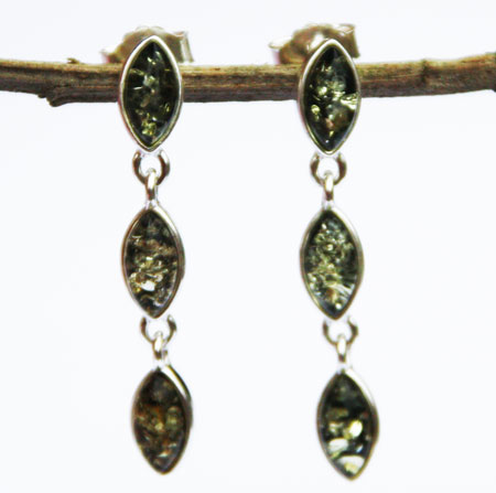 Green Amber Dangly Studs