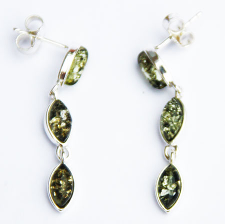 Green Amber Dangly Studs