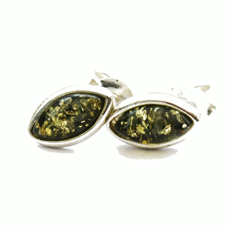 Green Amber Silver Studs 8343