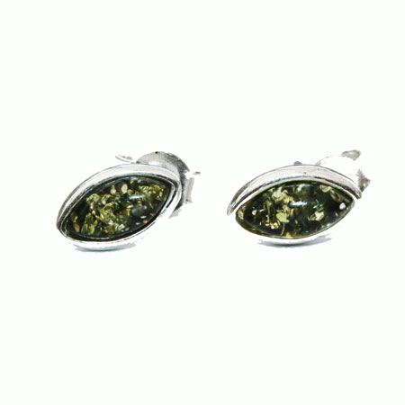 Green Amber Silver Studs 8343