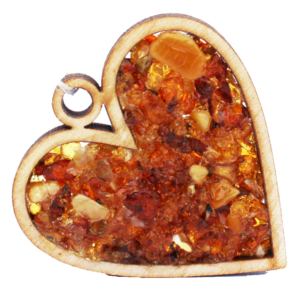 Amber Heart Pendant Mosaic