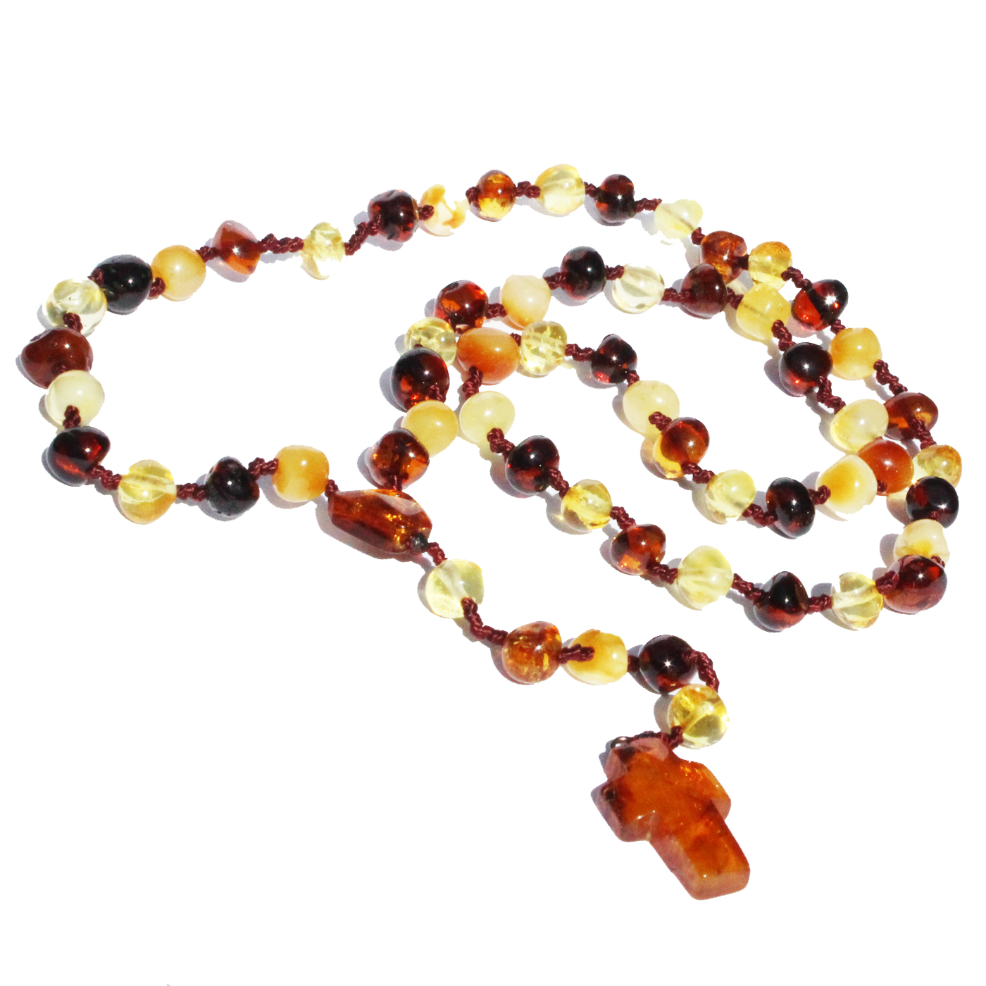 Multicolour Amber Christian Rosary