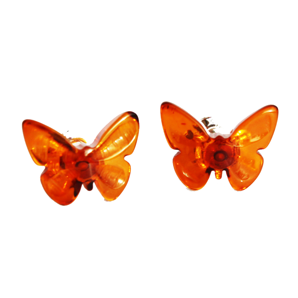Honey Amber Butterfly Studs