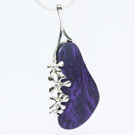 Purple Charoite Flower Pendant