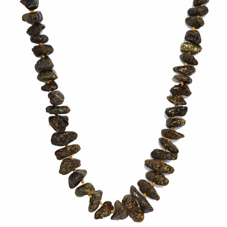 Green-Grey Amber Necklace