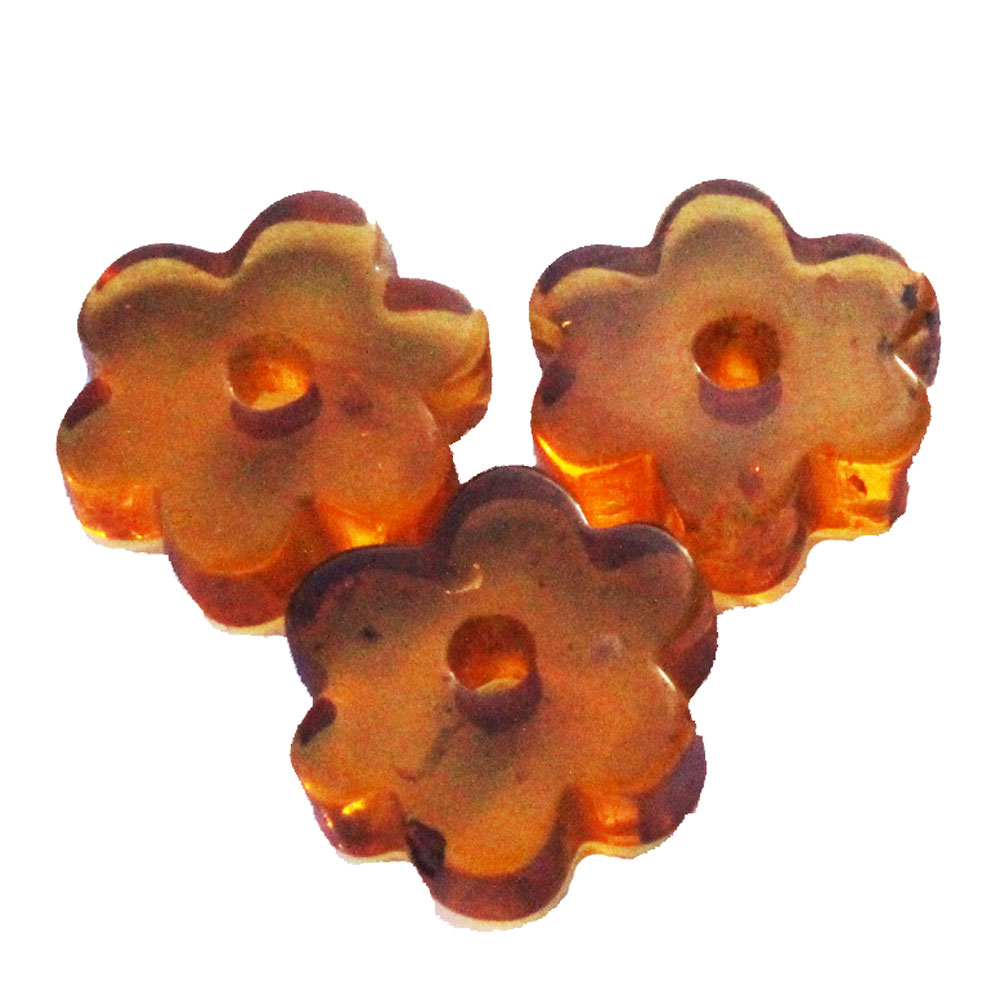 3 Honey Amber Flower Bead