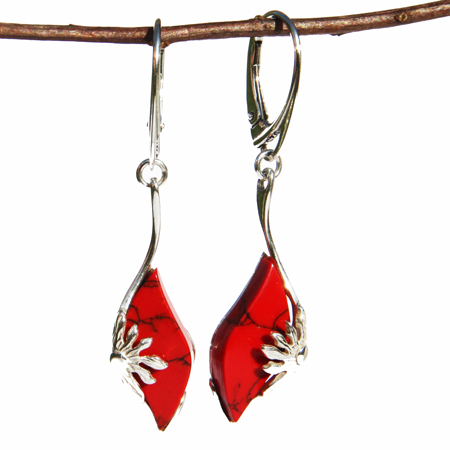 Red Coral Earrings - Sun