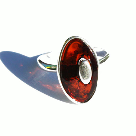 Cherry Amber Oval Ring