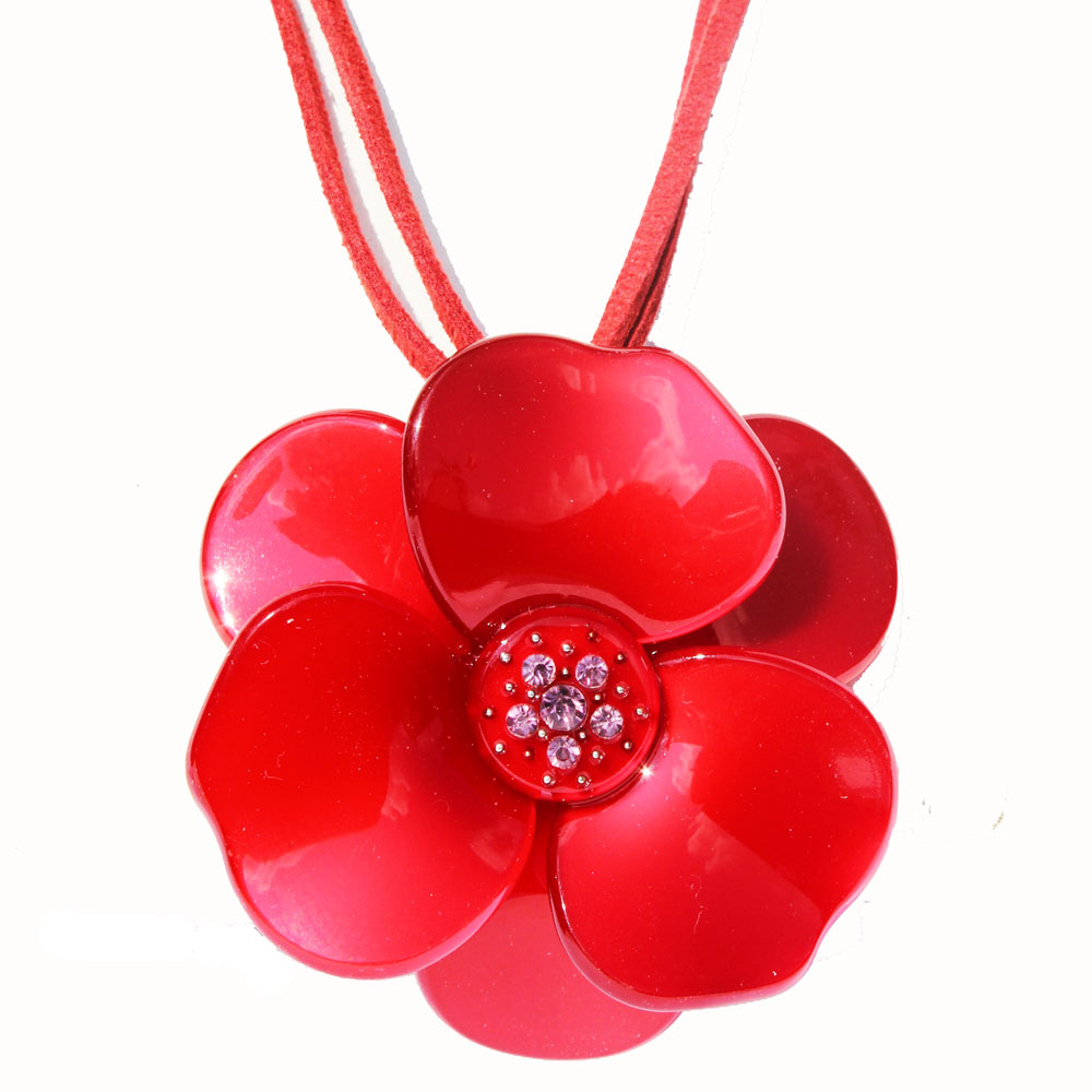 Hot Red Flower Necklace