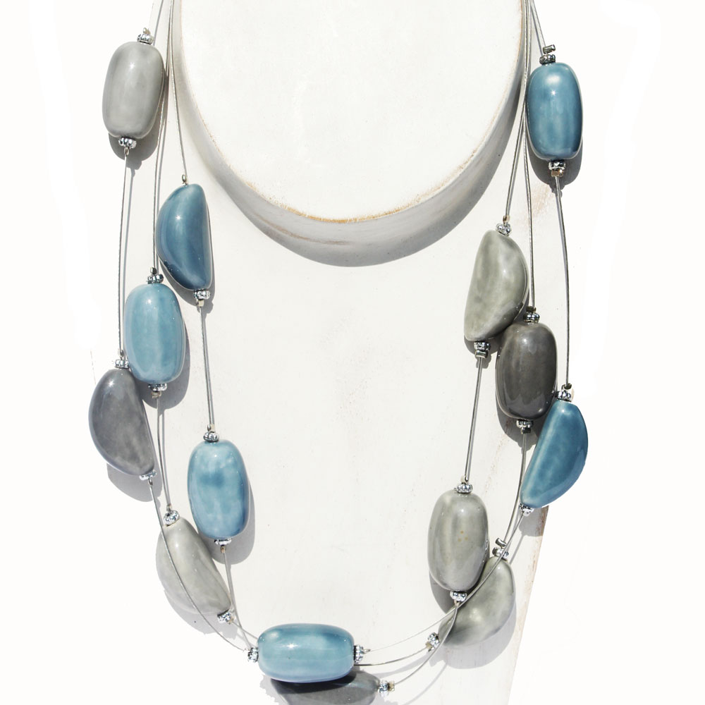 Grey-Blue Bead Necklace