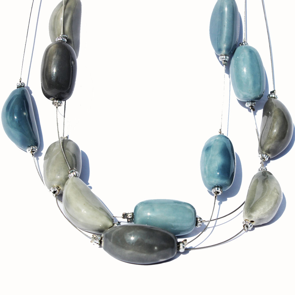 Grey-Blue Bead Necklace
