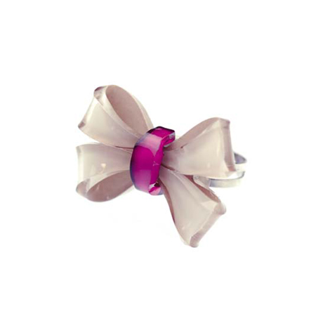 Cream and Pink Bow Ring