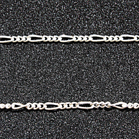 Silver Figaro Chain-Bracelet 7.5 inch.