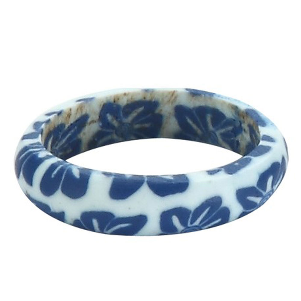 Blue Floral Fimo Ring