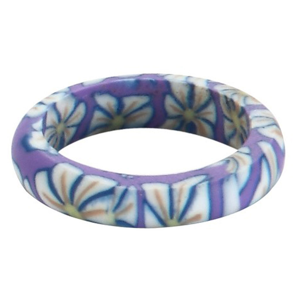 Purple Floral Fimo Ring