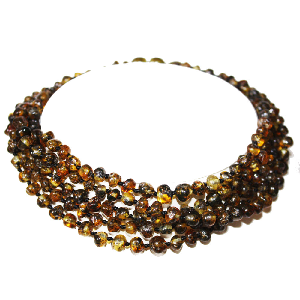 Grey-Green Amber Necklace 18 inch.