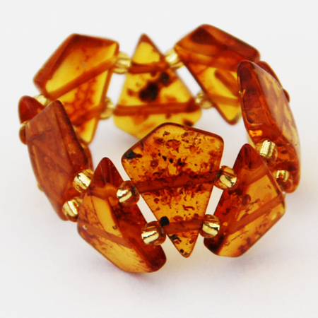 Cognac Amber Stretch Ring Triangles