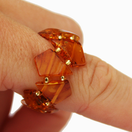 Cognac Amber Stretch Ring Triangles
