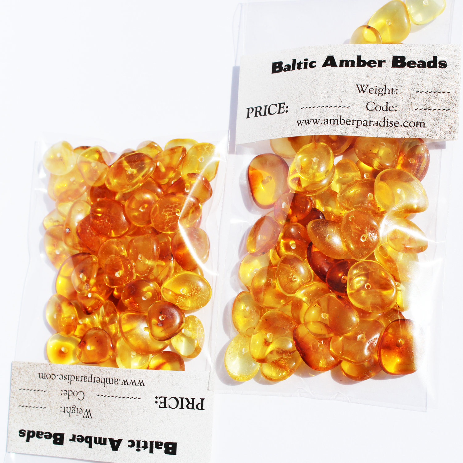Flat Honey Amber beads