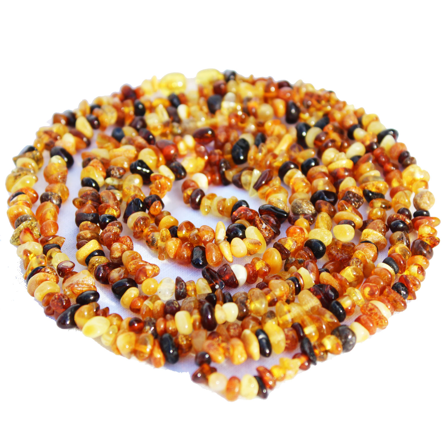 Long Roundish Multi Amber  Necklace