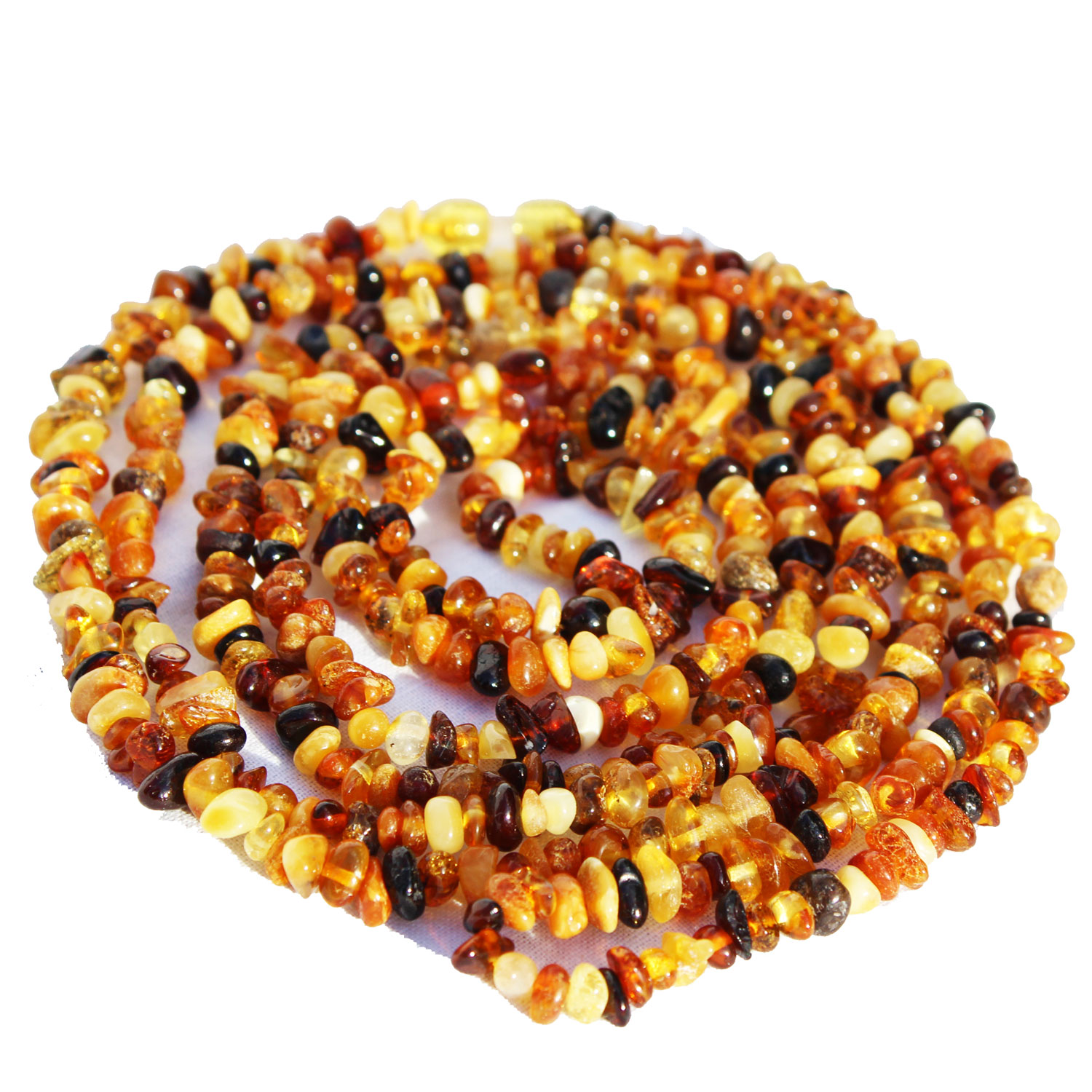 Long Roundish Multi Amber  Necklace