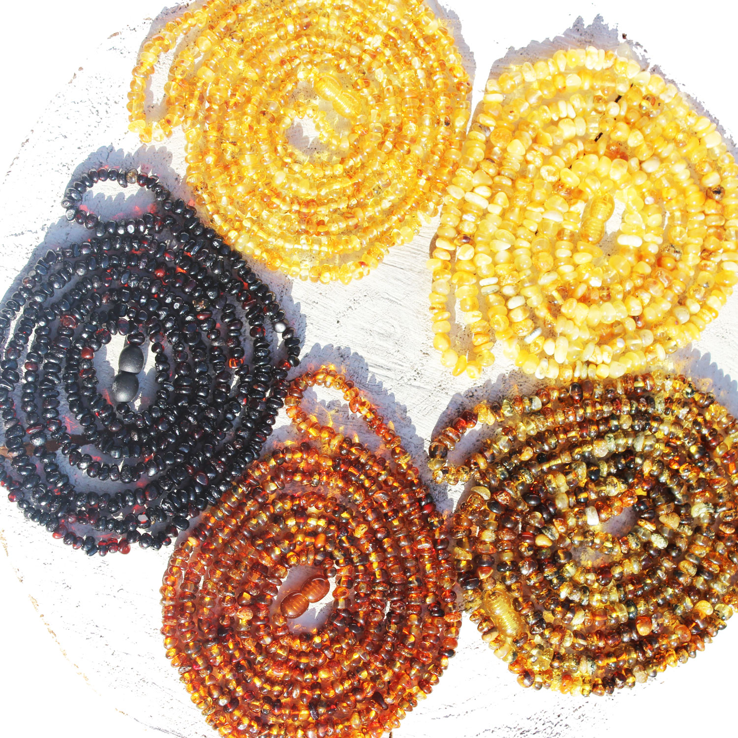 Long Roundish Golden Amber  Necklace