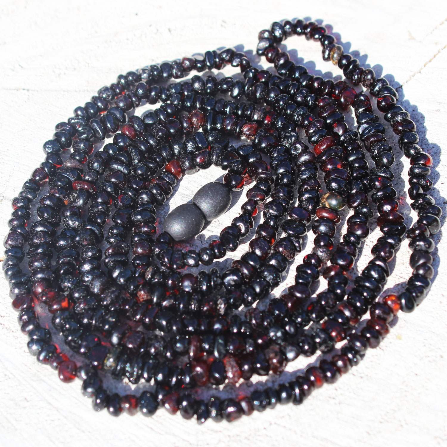 Long Roundish Cherry Amber  Necklace