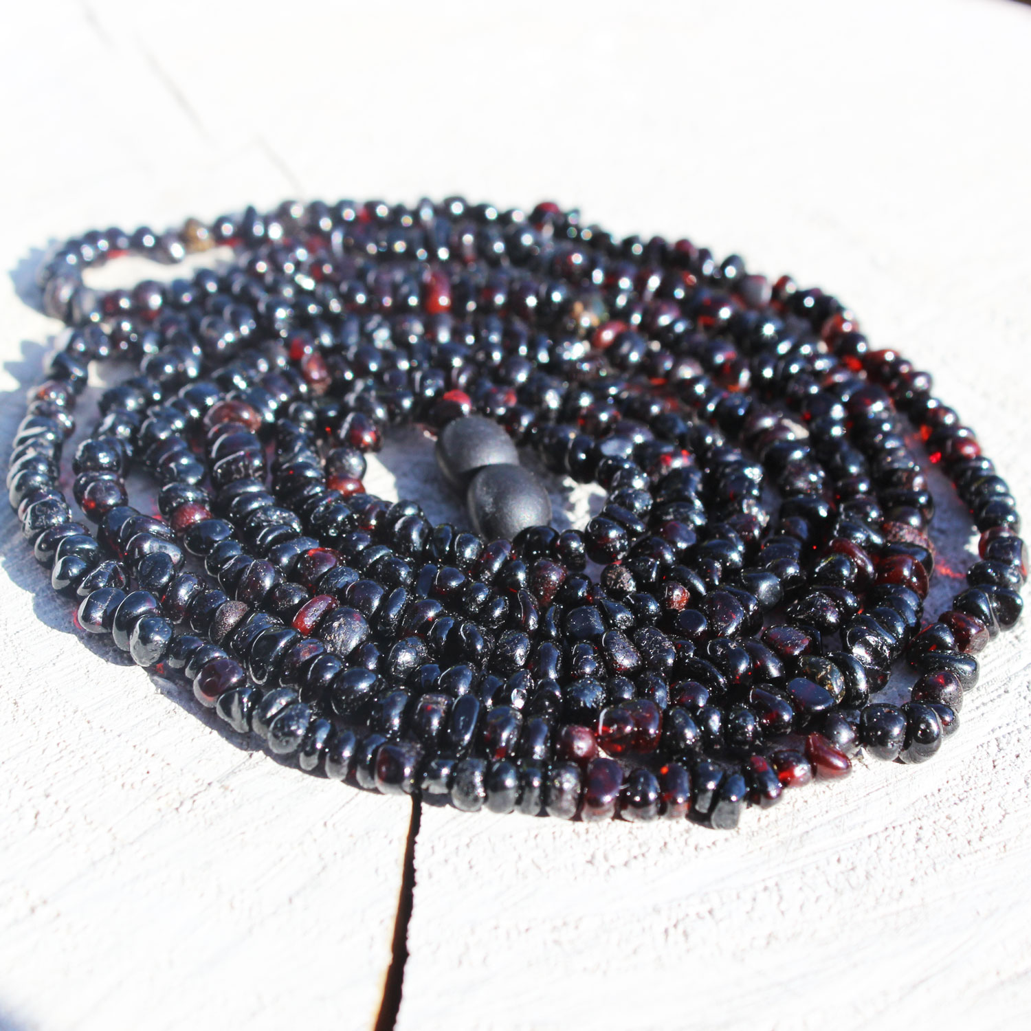 Long Roundish Cherry Amber  Necklace