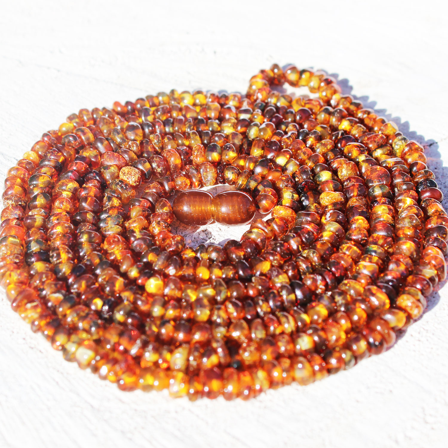 Long Roundish Honey Amber  Necklace