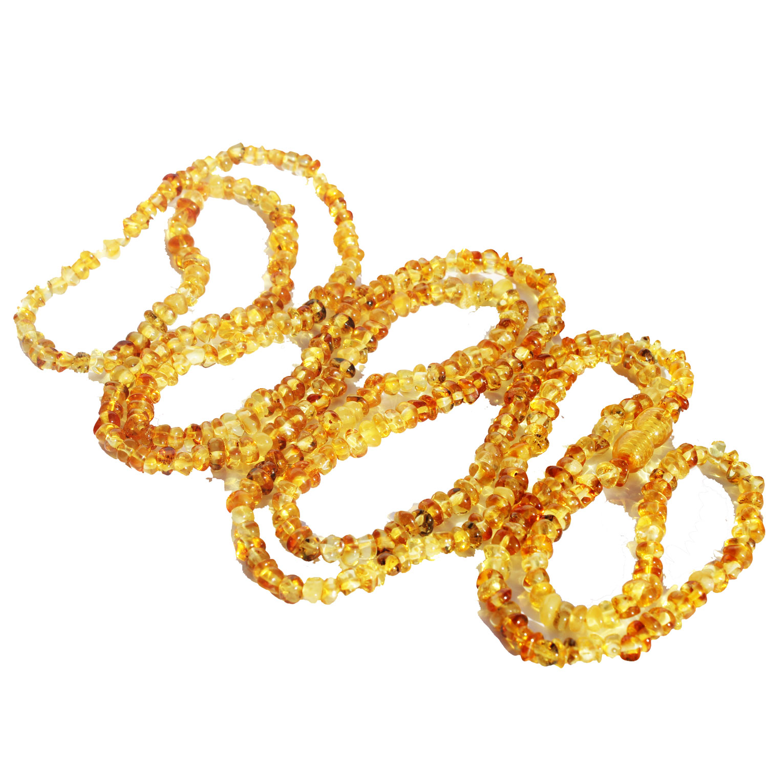 Long Roundish Golden Amber  Necklace