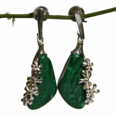 Green Malachite Flower Earrings