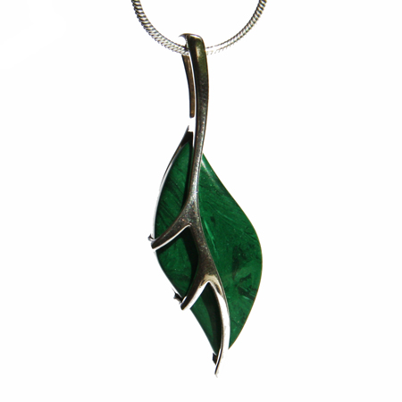 Green Malachite Leaf Pendant