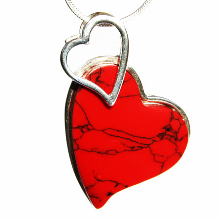 Red Coral Heart Pendant
