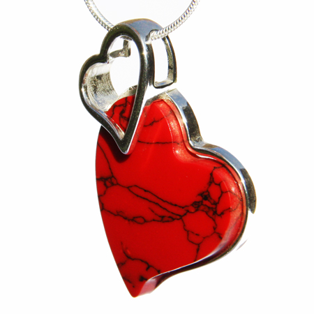 Red Coral Heart Pendant