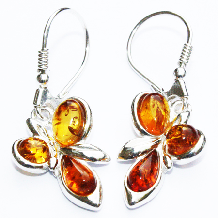 Amber Silver Honey Earrings 046