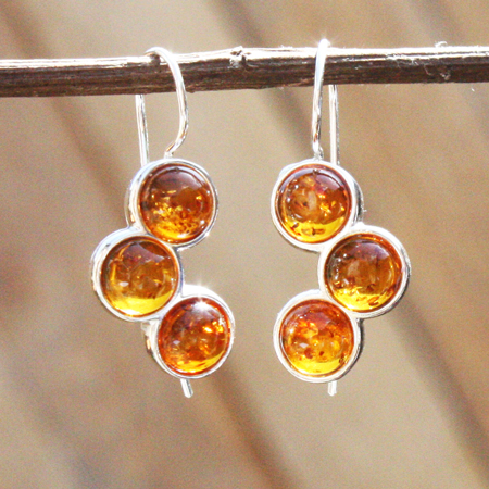 Amber Silver Honey Earrings 057