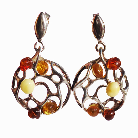 Honey-White Amber Earrings 9050