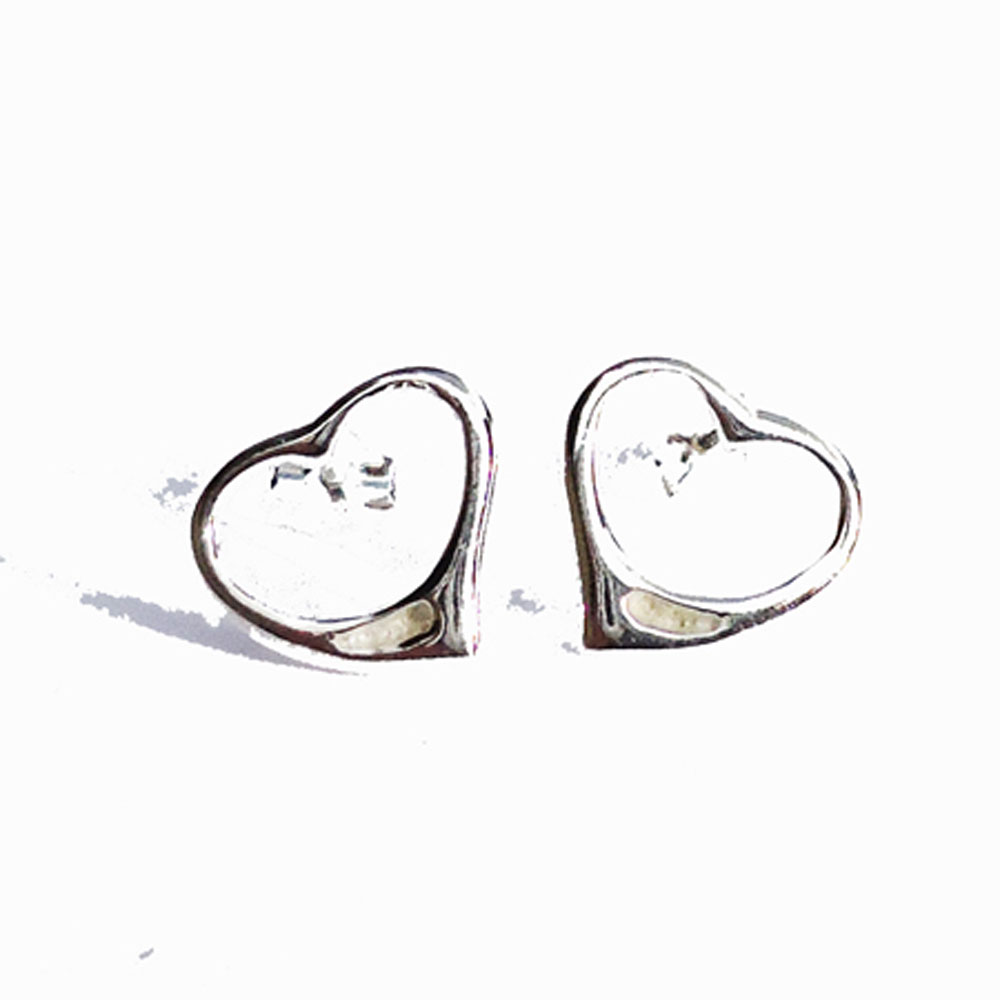 Small Silver Heart Studs