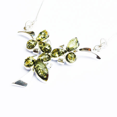 Amber-Silver Green Necklace-016