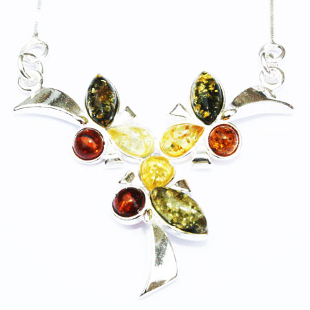 Amber-Silver Multi Necklace-016 