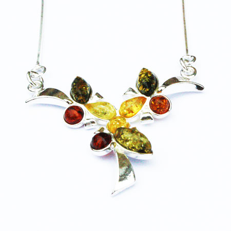 Amber-Silver Multi Necklace-016 