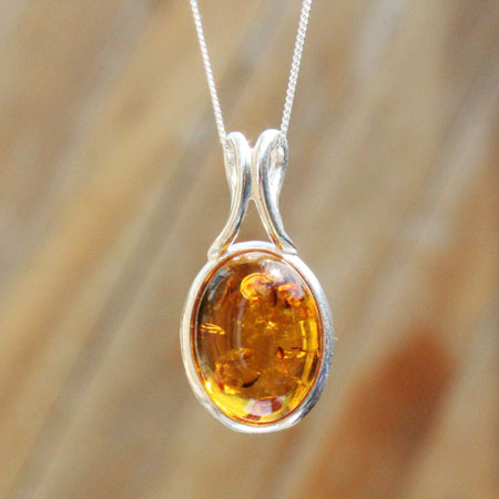 Amber Silver Honey Pendant 282