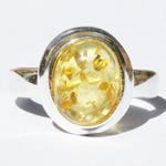 Amber Silver Golden Ring 081