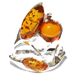 Amber Silver Honey Ring 338