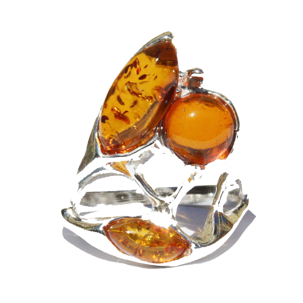 Amber Silver Honey Ring 338 