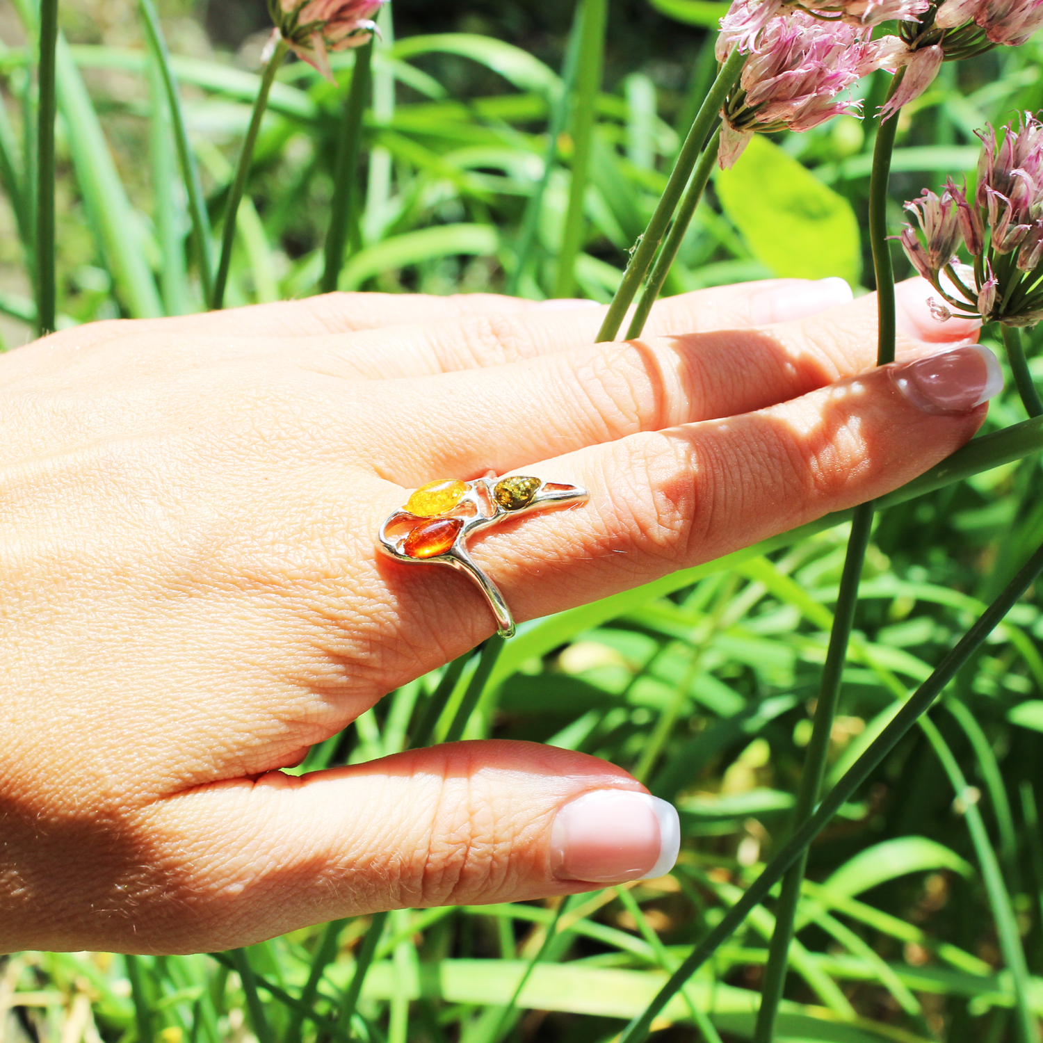 Amber Silver Mix Ring 340