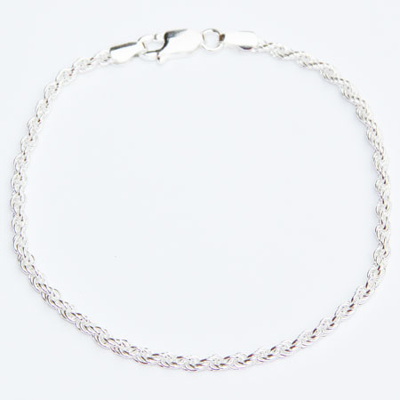 Silver Solid Rope Bracelet 7.5 inch.